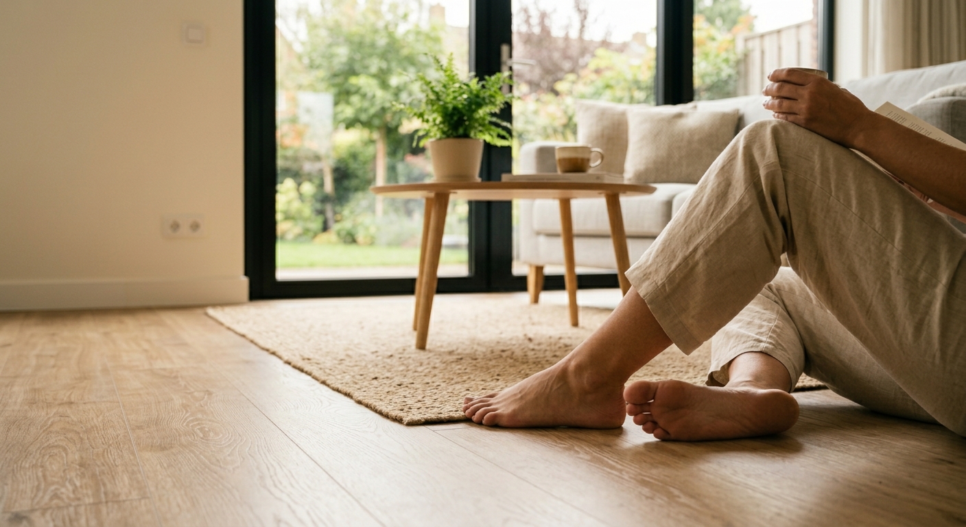 Vloerverwarming aangelegd in woonkamer